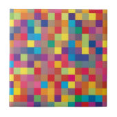 Pixel-Regenbogen-Quadrat-Muster Fliese (Vorderseite)