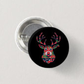 Pixel Reindeer Retro Ugly Sweater Button (Vorne & Hinten)