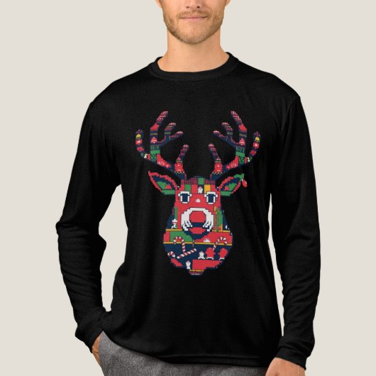 Pixel Reindeer Ugly Sweater Christmas Shirt (Vorderseite)