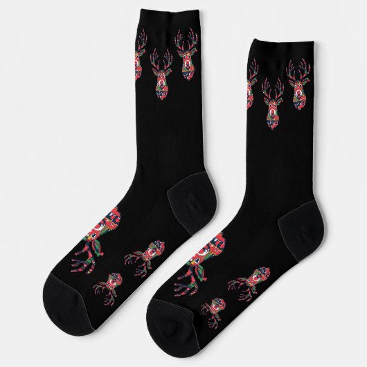 Pixel Reindeer Ugly Sweater Christmas Socks Socken (Linkes Detail)