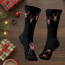 Pixel Reindeer Ugly Sweater Christmas Socks