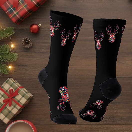 Pixel Reindeer Ugly Sweater Christmas Socks Socken