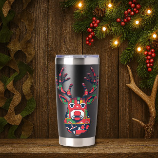 Pixel Reindeer Ugly Sweater Christmas Tumbler Thermobecher