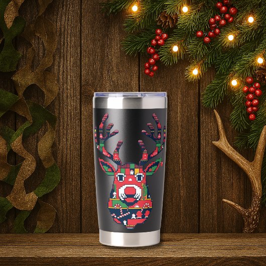 Pixel Reindeer Ugly Sweater Christmas Tumbler Thermobecher