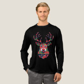 Pixel-Rentier-Hässlich-Pullover-Weihnachts-Shirt Tri-Blend Shirt (Volle Vorderseite)