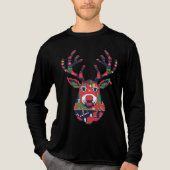 Pixel-Rentier-Hässlich-Pullover-Weihnachts-Shirt Tri-Blend Shirt (Vorderseite)