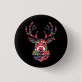 Pixel-Rentier-Retro-Hässlich-Weihnachtspullover-Kn Button (Vorderseite)