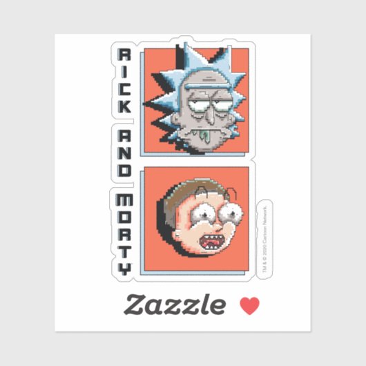 Pixel, Rick und Morty Panel Grafik Aufkleber (Blatt)