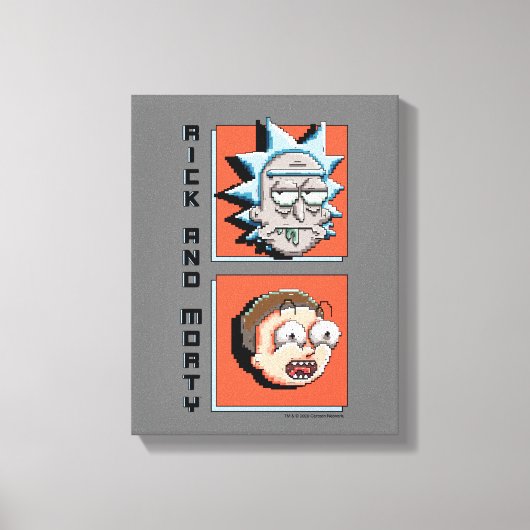 Pixel, Rick und Morty Panel Grafik Leinwanddruck (Vorderseite)