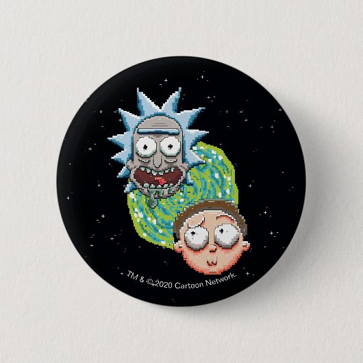 Pixel Rick und Morty Portal Grafik Button (Vorderseite)