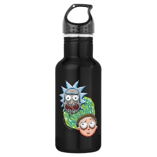 Pixel Rick und Morty Portal Grafik Edelstahlflasche (Vorderseite)