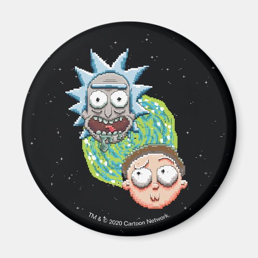 Pixel Rick und Morty Portal Grafik Magnet (Vorne)
