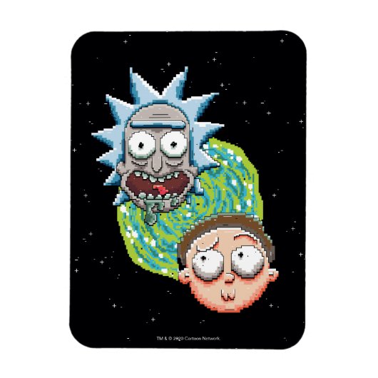 Pixel Rick und Morty Portal Grafik Magnet (Vertikal)