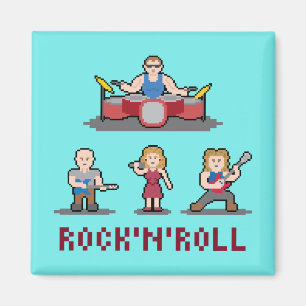 Pixel-Rock-and-Roll-Band-Magnet Magnet