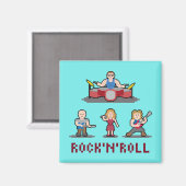 Pixel Rock'n'Roll Band Magnet (Vorderseite/Rückseite)