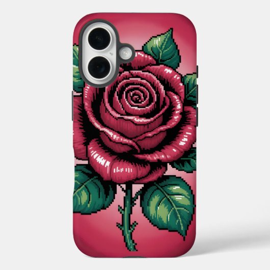 Pixel-Rose – Retro-Blumenkunst Case-Mate iPhone Hülle (Rückseite)