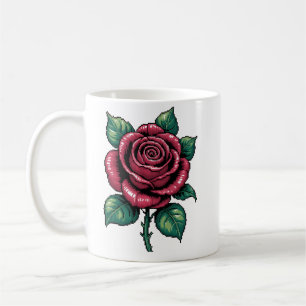 Pixel-Rose – Retro-Blumenkunst Kaffeetasse