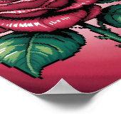 Pixel-Rose – Retro-Blumenkunst Poster (Ecke)