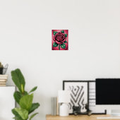 Pixel-Rose – Retro-Blumenkunst Poster (Heimbüro)