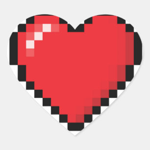 Pixel-rotes Videospielherz Herz-Aufkleber