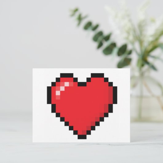 Pixel-rotes Videospielherz Postkarte (Stehend Vorderseite)
