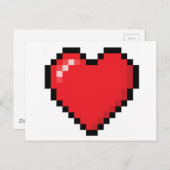 Pixel-rotes Videospielherz Postkarte (Vorne/Hinten)