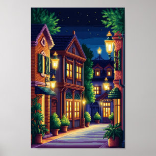 Pixel-Ruhe: Flüstern Sie in warmen Nächten Poster