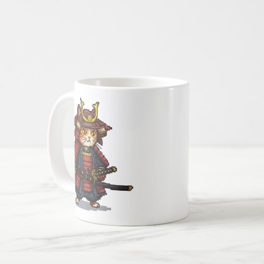 Pixel Samurai Cat Kaffeetasse (Vorderseite Links)