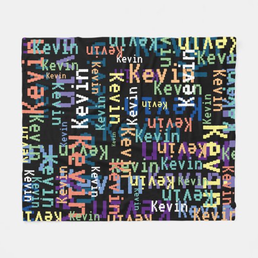 Pixel-Schriftart wiederholt Farbnamen ganz schwarz Fleecedecke (Vorderseite (Horizontal))