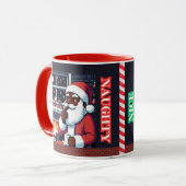 Pixel schwarz Santa naughty oder schöne Nacht mit  Tasse (Vorderseite Links)