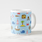 Pixel Sea Art Muster Jumbo-Tasse (Vorderseite Rechts)
