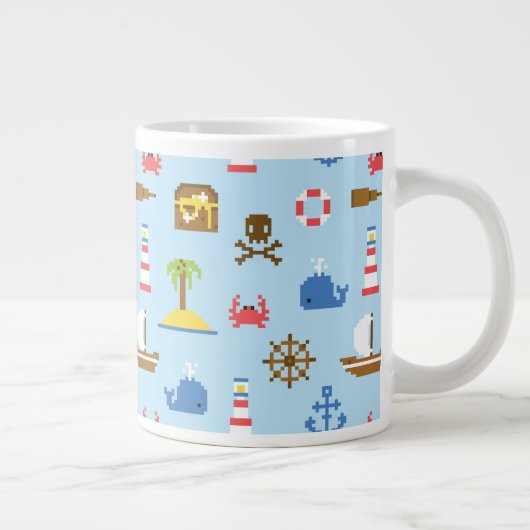 Pixel Sea Art Muster Jumbo-Tasse (Rechts)