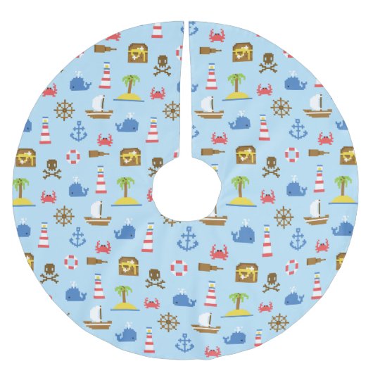 Pixel Sea Art Muster Polyester Weihnachtsbaumdecke (Vorderseite)