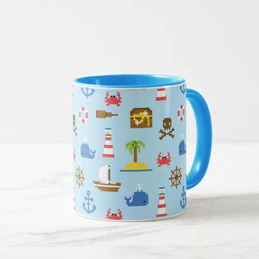 Pixel Sea Art Muster Tasse (VorderseiteRechts)