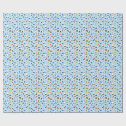 Pixel Sea Art Pattern Geschenkpapier (Flach)