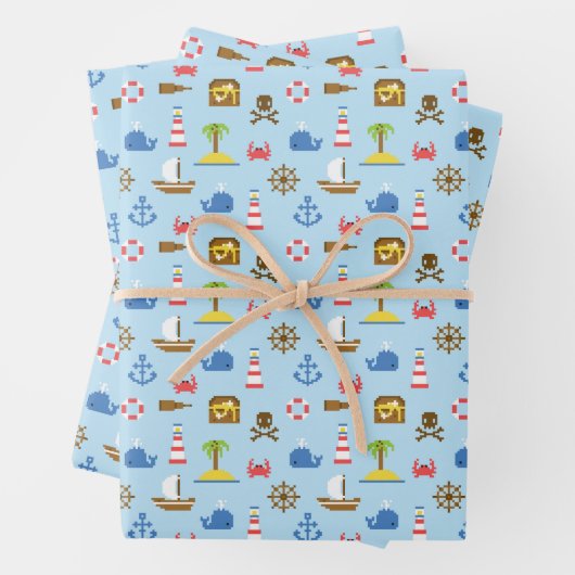 Pixel Sea Art Pattern Geschenkpapier Set (Beispiel)