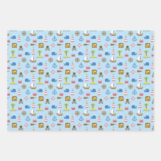 Pixel Sea Art Pattern Geschenkpapier Set (Vorderseite)