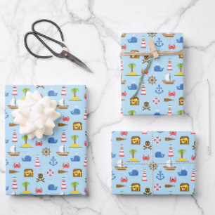 Pixel Sea Art Pattern Geschenkpapier Set