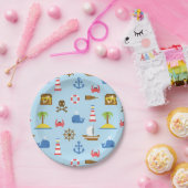 Pixel Sea Art Pattern Pappteller (Party)