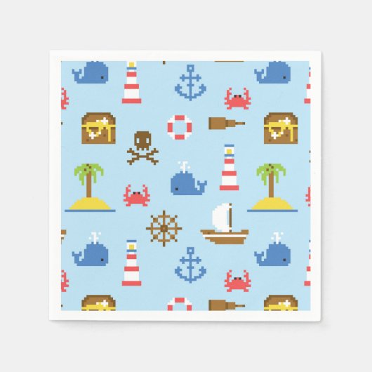 Pixel Sea Art Pattern Serviette (Vorderseite)
