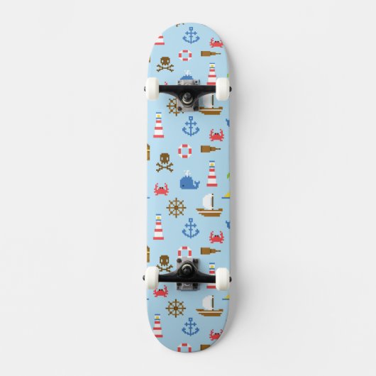Pixel-Seekunst-Muster Skateboard (Vorderseite)