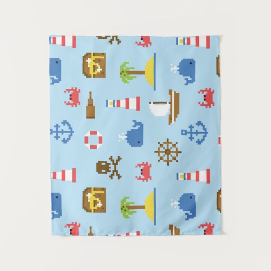 Pixel-Seekunst-Muster Wandteppich (Vorderseite)