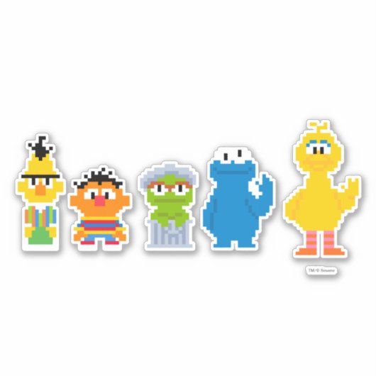 Pixel-Sesamstraße-Zeichen Aufkleber (Vorderseite)