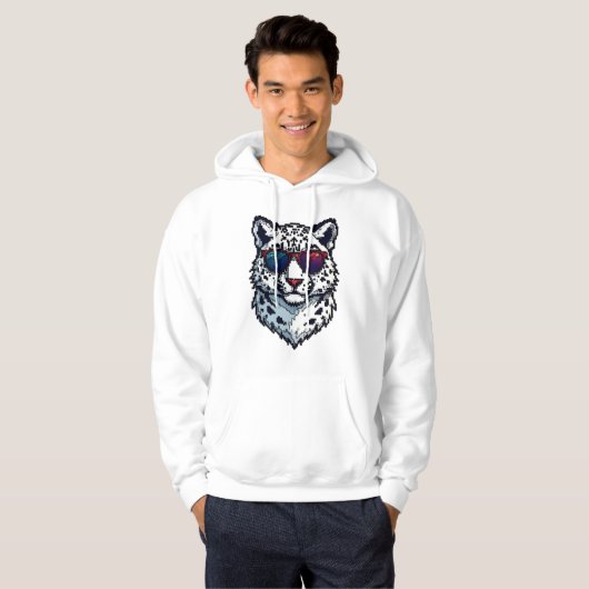 Pixel Snow Leopard Cool Hoodie (Vorne ganz)