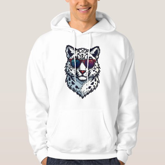 Pixel Snow Leopard Cool Hoodie (Vorderseite)