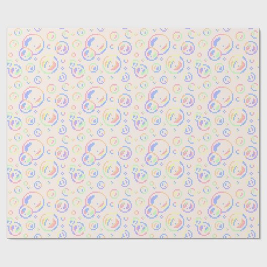 Pixel Soap Bubbles Pattern Geschenkpapier (Flach)