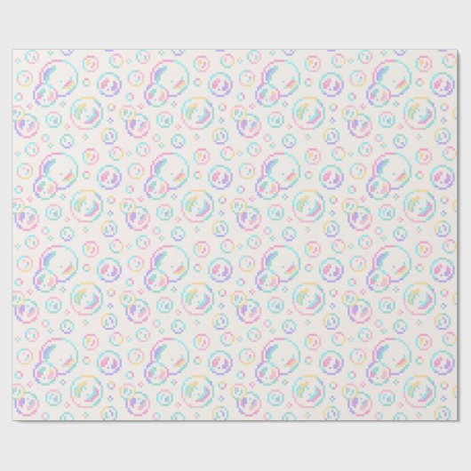 Pixel Soap Bubbles Pattern Geschenkpapier (Flach)