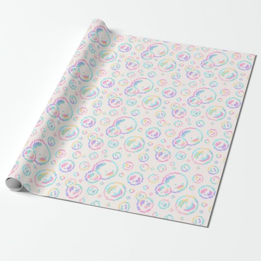 Pixel Soap Bubbles Pattern Geschenkpapier (Ungerollt)