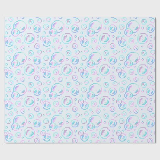 Pixel Soap Bubbles Pattern Geschenkpapier (Flach)
