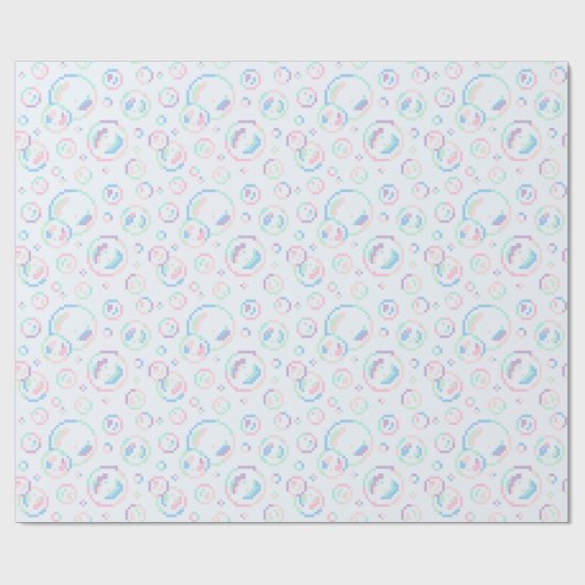 Pixel Soap Bubbles Pattern Geschenkpapier (Flach)